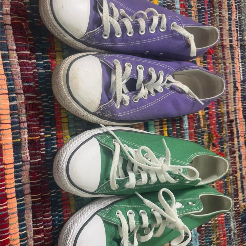 Purple and Green Canvas Sneakers